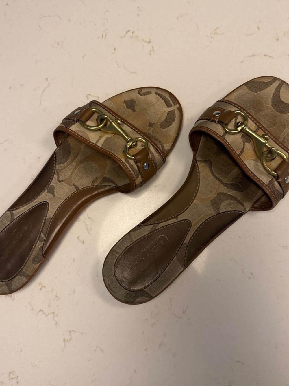 Coach Brown Pattie Horsebit Slide Sandals